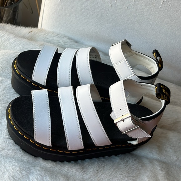 Dr Martens Blaire Quad Hydro White Leather Platform Sandals - Picture 6 of 12